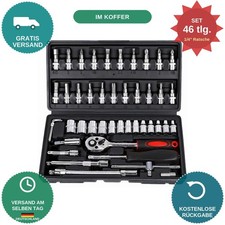 Steckschlüsselsatz 46-tlg 1/4 Ratsche Bit-Satz Werkzeugkoffer Schwarz O651-2