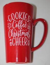 Latte Mug 16oz Red Cookies Coffee Christmas Cheer Ceramic Novelty Christmas Cup