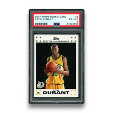 2007 Topps Rookie Card White #2 Kevin Durant PSA 6. rookie card picture
