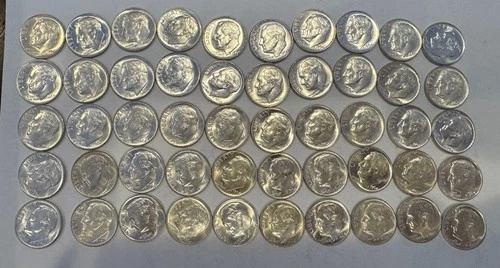 1964-P Roosevelt Silver Dime Roll BU $5.00 FACE