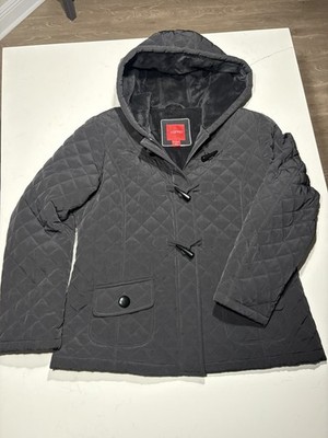 ESPRIT Jacket Womens Size XL Black Full Zip Hooded Quilted Casual Classic