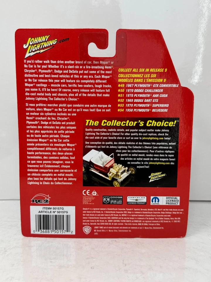 Johnny Lightning Mopar 1970 Plymouth Superbird 1:64 Diecast WHITE LIGHTNING - Image 4 of 4