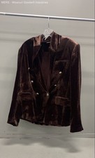 Elie Tahari Womens Brown Velvet Double Breasted Blazer Jacket US 14