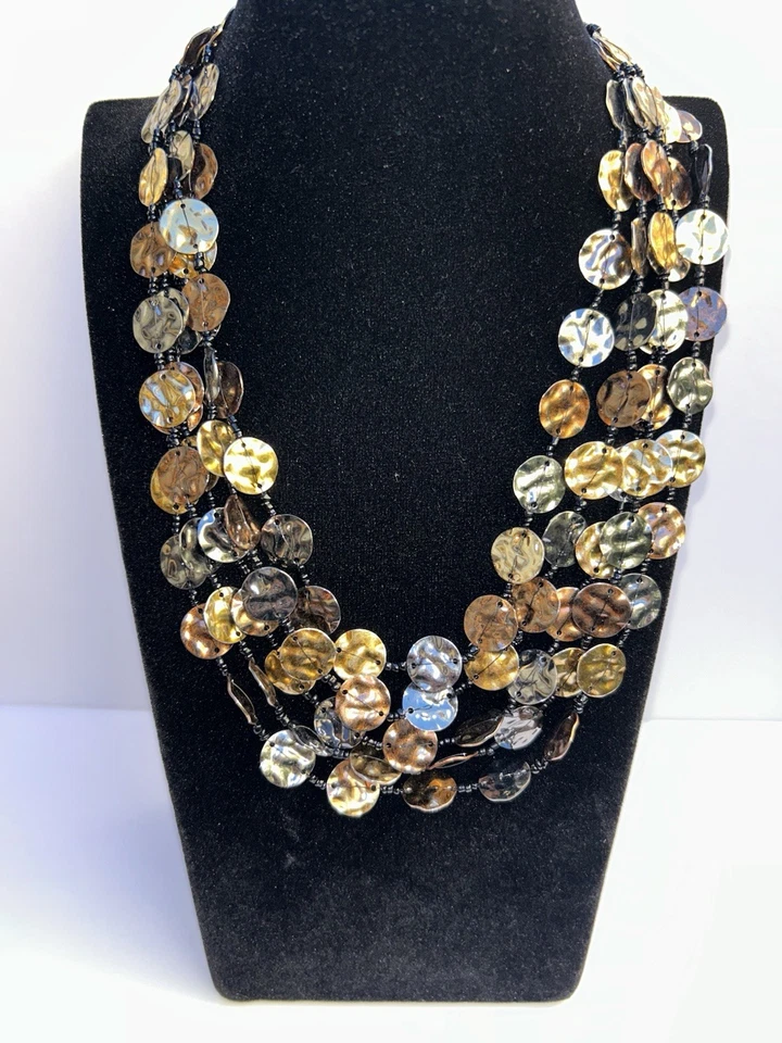 Collar Chico’s 5 hebras multicolor concha disco llamativo - estilo boho en capas Foto 2 de 4