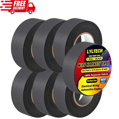 Wire Harness Tape 7 Rolls-Total 328 FT, Polyester Fabric,Flame Retardant,at 257 