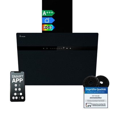 Dunstabzugshaube 60cm Abluft Umluft Kopffrei Wandhauben schwarz Smart WLAN App