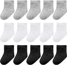 15 Pairs Toddler Kids Socks Low Cut Stretch Unisex Half Cushion Cotton Crew Stoc