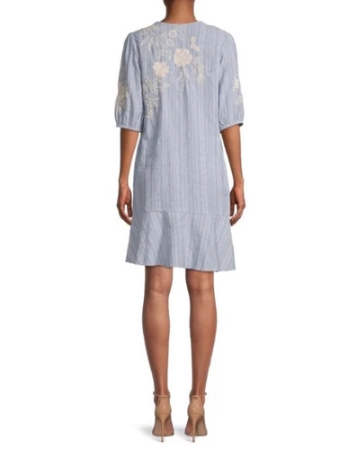 JOHNNY WAS 3J Workshop Osiris Puff SLV Button Bown Boho Chic Dress (Slip) XS NEW - Picture 3 of 15