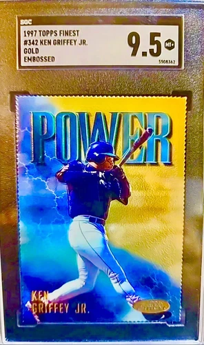 ✨1997 TOPPS FINEST ⚾️ KEN GRIFFEY JR.⚡️GOLD EMBOSSED DIE-CUT #342 SP SGC 9.5 MT+