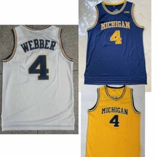 Men's Retro Webber #4 Michigan Basketball Jersey Stitched