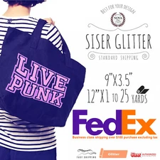 Siser Glitter IRON-ON Heat Transfer Vinyl 9"X 3.5", 12"x 1, 5 , 10 and 25 Yd