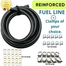 10 Ft Neoprene NBR Fuel Injection Line Hose Flexible braided Gas Line & Clamps