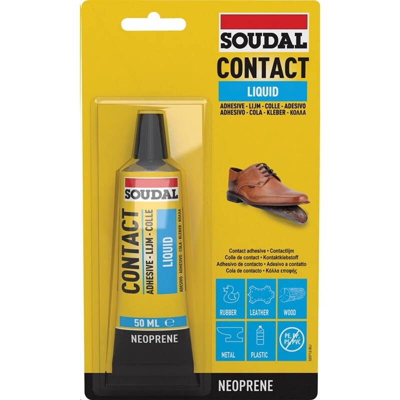 ADESIVO A CONTATTO UNIVERSALE -CONTACT LIQUID – 50 ml, giallo paglierino - SOUDA