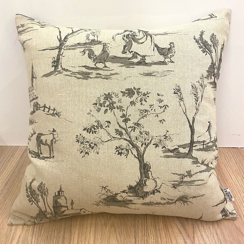 904. Helena in Black, Toile de Jouy 100% Linen Cushion Cover Various sizes - Picture 3 of 4