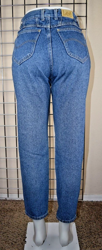 Винтажные джинсы Lee W26 L26 80-е синие вареные с высокой талией сужающиеся приталенные сделано в США - Изображение 2 из 4