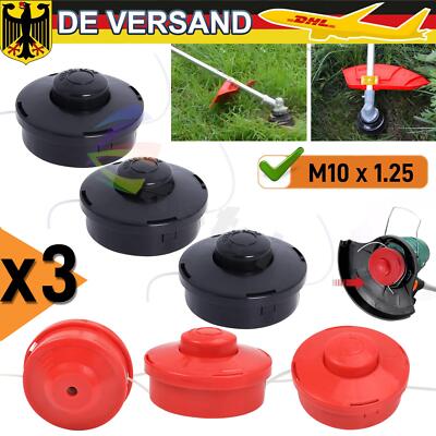 3x Fadenspule Doppelfadenkopf für Motorsense Fadenkopf Tippautomatik M10x1.25 DE