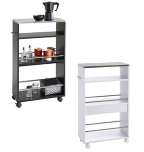 Küchenwagen WEISS Schwarz Holz Küchenschrank NEU Servierwagen Teewagen