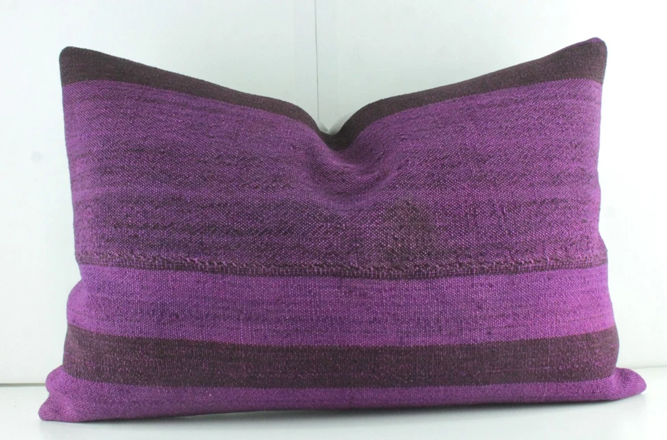 Funda Almohada Lumbar Turca Decorativa Kilim 16x23 Púrpura Kilim Sofá Cojín Foto 2 de 4