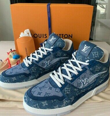 DS Louis Vuitton Trainer Sneaker Blue Denim US Men 8-13 LV Air Retro 4 ...