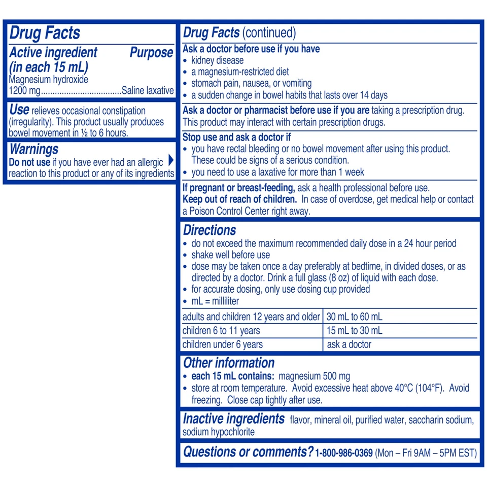 Phillips Milk Of Magnesia Mint Laxante 26 OZ Paquete de 2 Alivio Líquido Foto 2 de 4