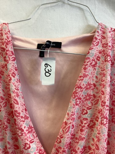 BCBG Paris Floral Pink Ruffle Chiffon Cinched Waist Dress womens sz Small - Picture 7 of 7