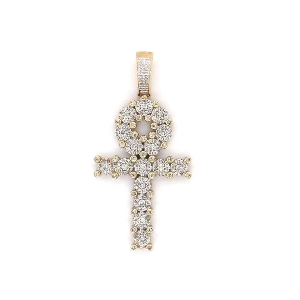 DIAMOND ANKH PENDANT, 10K YELLOW GOLD 1.05 CT EGYPT CROSS - Image 2 of 4
