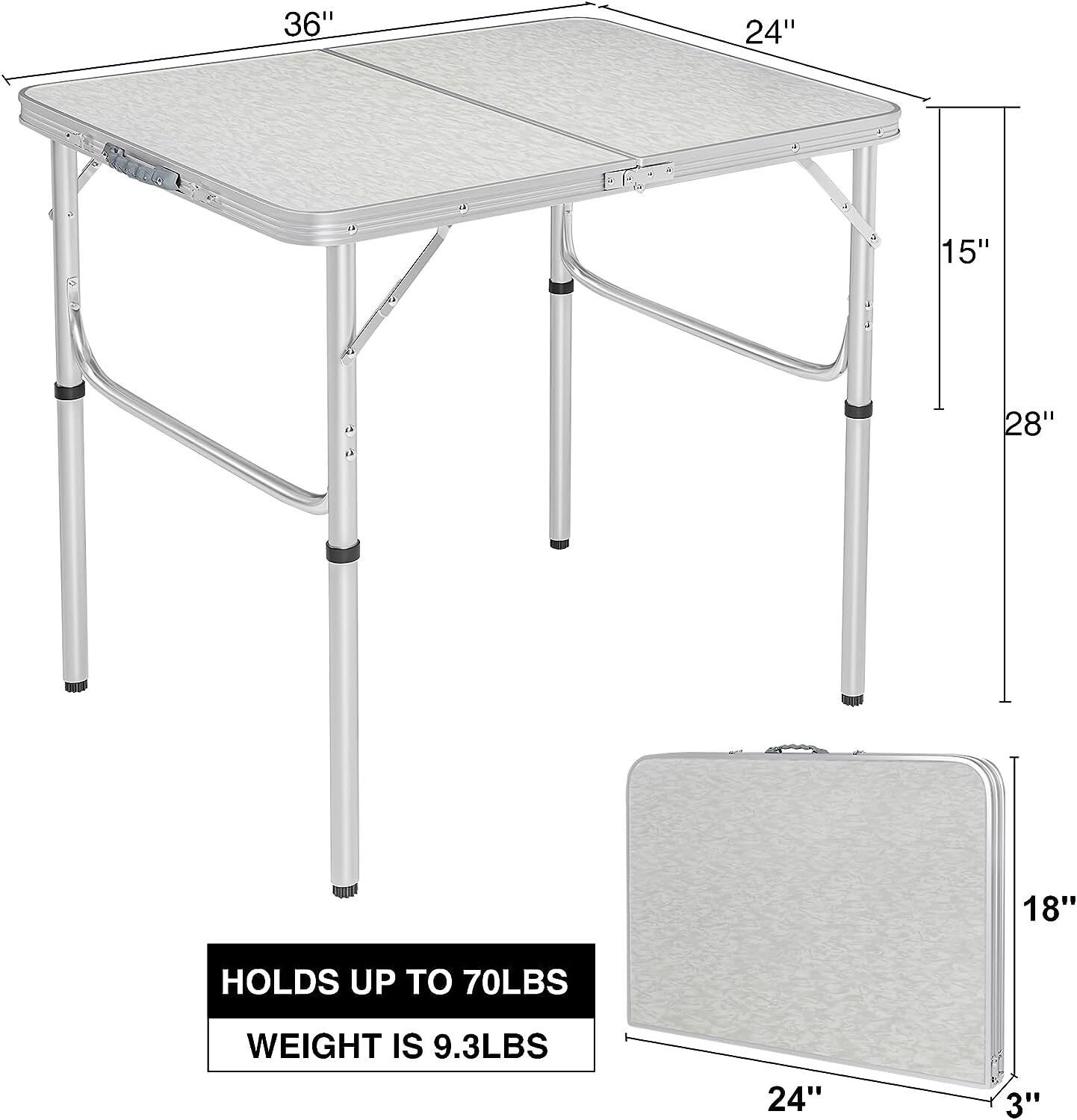 Aluminum Folding Table 3 Feet Adjustable Height,36x24 Inches eBay