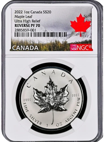 2022 Canada Silver Maple Leaf 1 oz Silver Proof ULTRA HIGH RELIEF COA NGC PF70