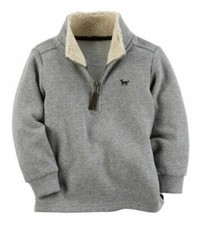 NEW/Tag Carters GREY Fleece Sherpa Pull Over Sweatshirt Sweater Boys 4/5
