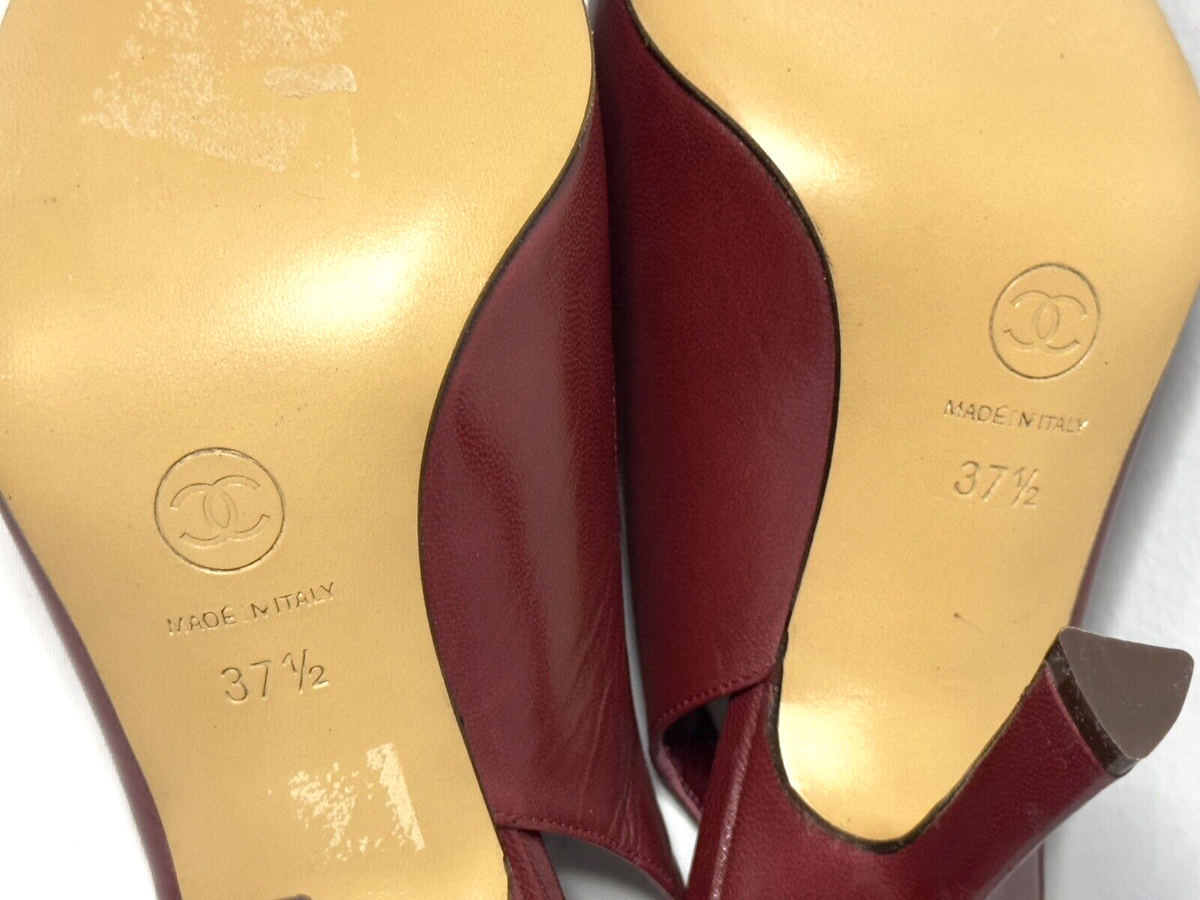 CHANEL Camellia Slingback Pumps Red, Black Size 37.5 | eBay