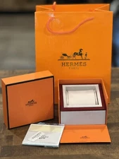 New Genuine Herme Watch Box/Case Orange Booklet W/ All Accessories Shown