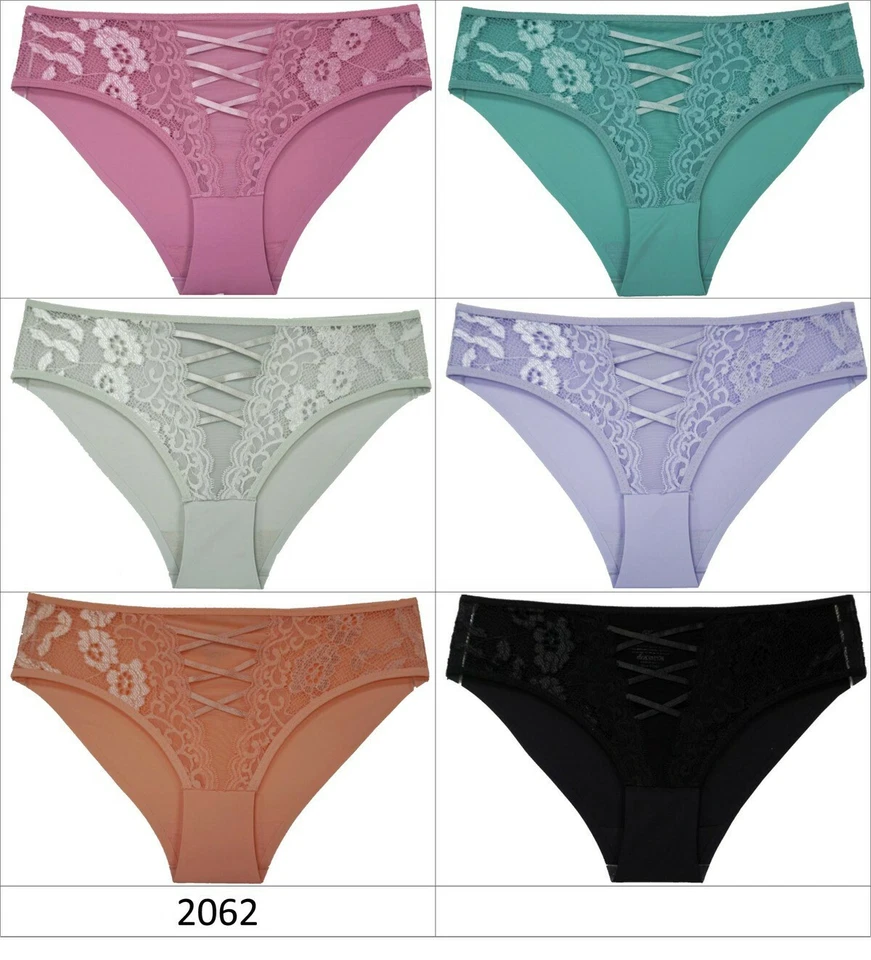 6 Pack Women Lace Panties Laser Cut Bikini Underwear Brief M L XL 2XL 3XL 2063 - Image 2 of 2