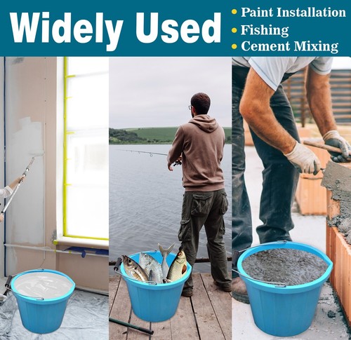 4 x 14L Builders Bucket With Handle & Pouring Lip Storage Trugs Sky Blue -UK - Picture 10 of 13