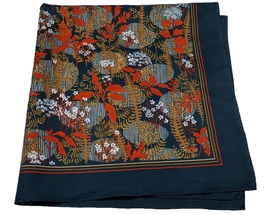 Cappagallo Bufanda Verde Poli Botánica Asiática Floral DE COLECCIÓN Colores Tierra Boho Años 80 Foto 3 de 4