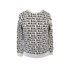 BALMAIN SWEATSHIRT ALLOVER LOGO WHTBLK BT4Q50 102NE