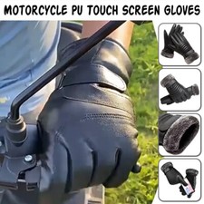 Mens Fur Mouth Plush Insulation Glove Cycling Motorcycle PU Touch Screen Gloves