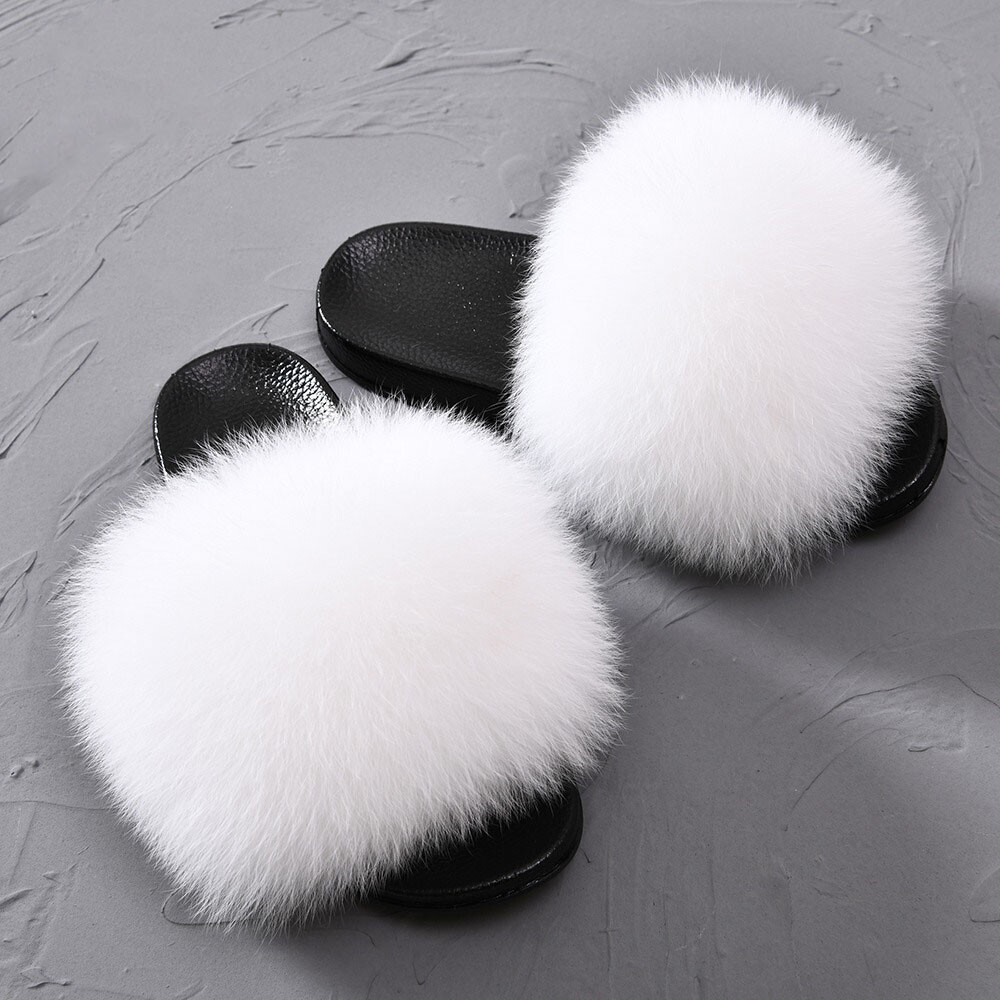 Furry Fox Fur Slides: Womens Summer Fluffy Slippers - Non-Slip - Foto 7