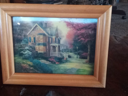 Thomas Kinkade  Small 3D Print With Wood Frame Digitally Signed 9X7