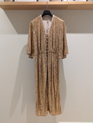 tfnc plus sequin kimono sleeve wrap dress in gold New TFNC KIMONO SLEEVE CHIFFON SEQUIN DRESS Size 6 Gorgeous NudeGold Hot