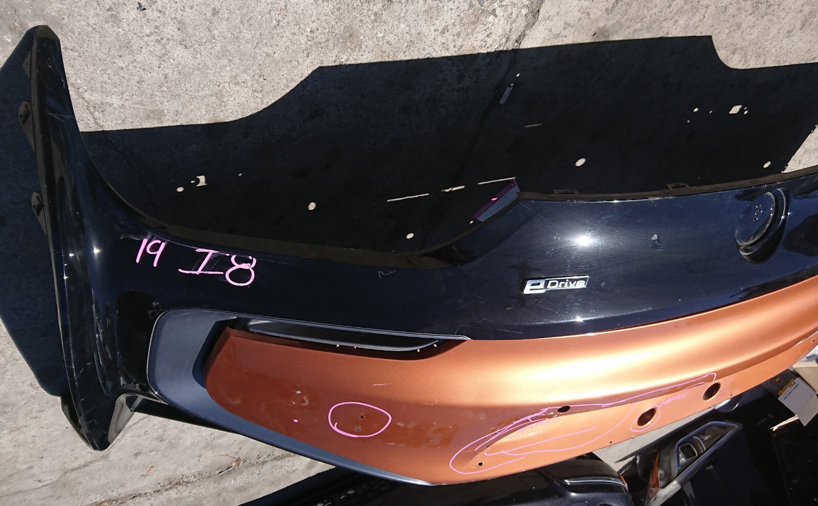 14-20 BMW i8 REAR Bumper {COPPER|OEM|w/o REFLECTORS, SENSOR COVERS, VIN}