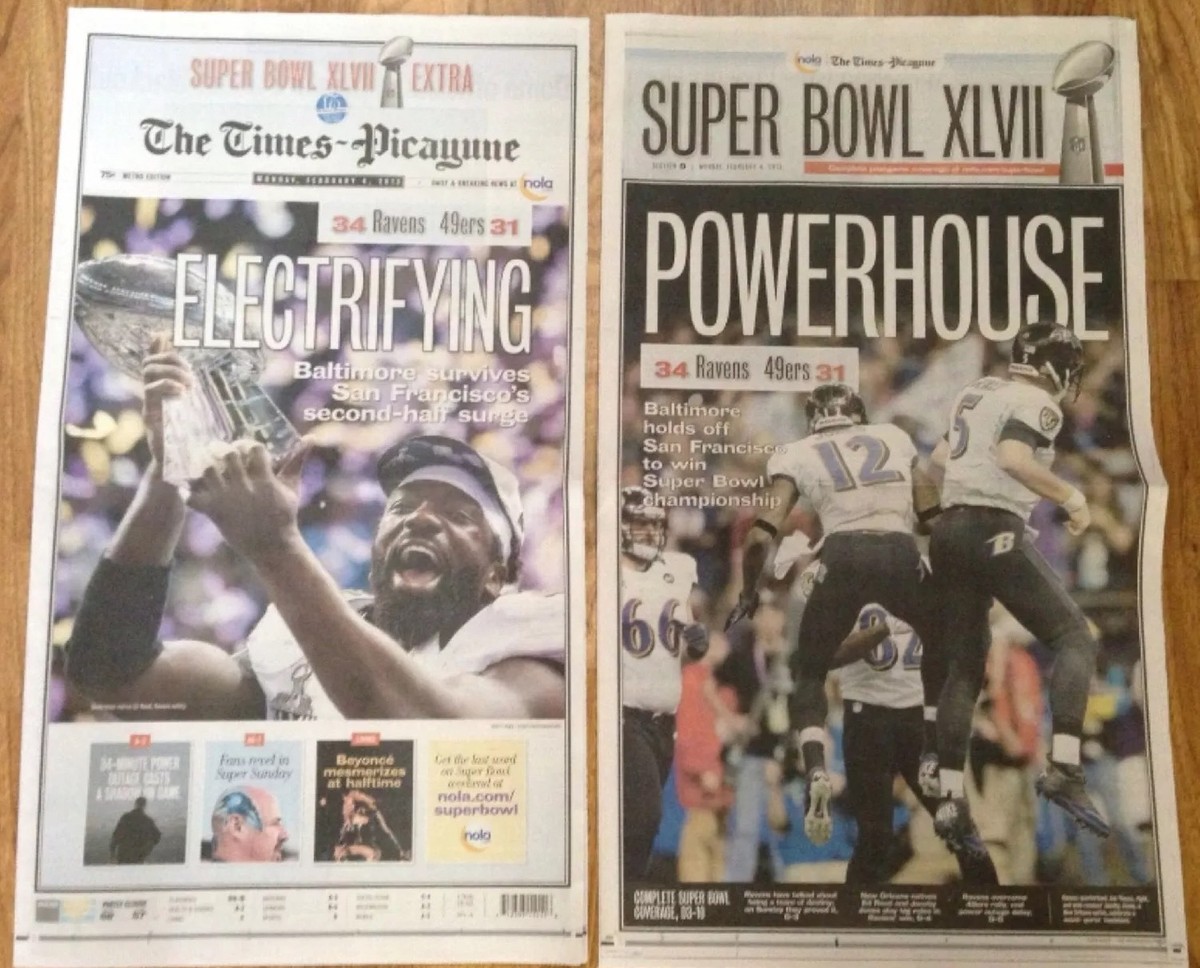 Baltimore Ravens Super Bowl XLVII 47 Champs New Orleans Newspaper