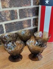 Brown Glass Pedestal Dessert Dishes 5pc