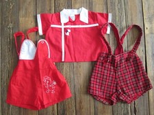 Vintage Lot Baby Boy Nannette 6-12 Months Red Shirt Romper Shortall Kladezee
