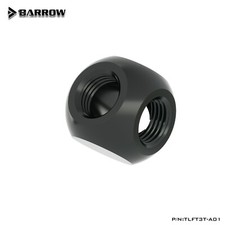 Barrow G1/4" 3 Way Ball Fitting Splitter Metalic Cube Tee TLFT3T-A01 Black