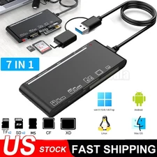 USB 3.0 Memory Card Reader, 7 in 1 Adapter Hub, for SD, CF, TF, Micro SD, XD, MS