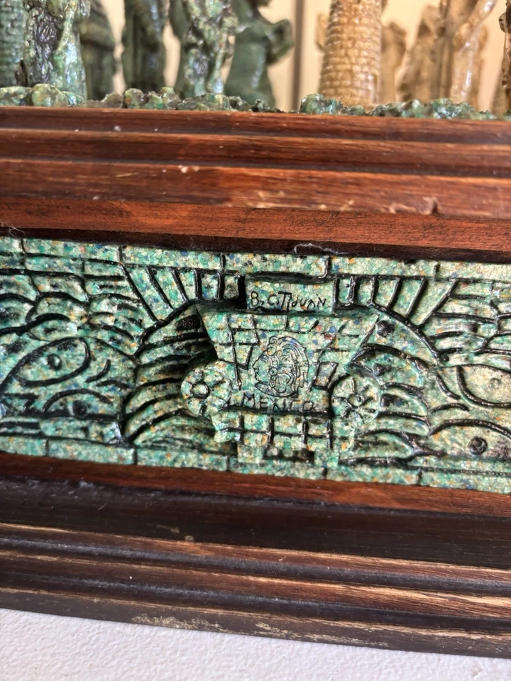 Calendario Maya Azteca Malaquita/Madera Verde Juego de Ajedrez Completo Excelente Estado De Colección Foto 4 de 4