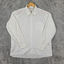 Christian Dior Dress Shirt Men 17.5 White Plus de Coton Button Up Vintage USA