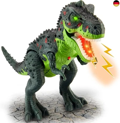 HYAKIDS Dinosaurier Spielzeug mit Sprühen, Lichtern und Brüllen, Gehen, E
