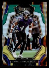 2022 Panini Select #109 Marlon Humphrey Green and Yellow Prizm Die Cut