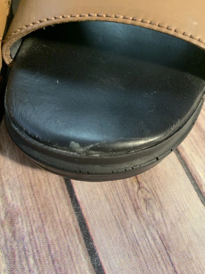 L.L. Женские коричневые кожаные сандалии на танкетке с открытым носком размер 8,5 Bean - Изображение 2 из 4